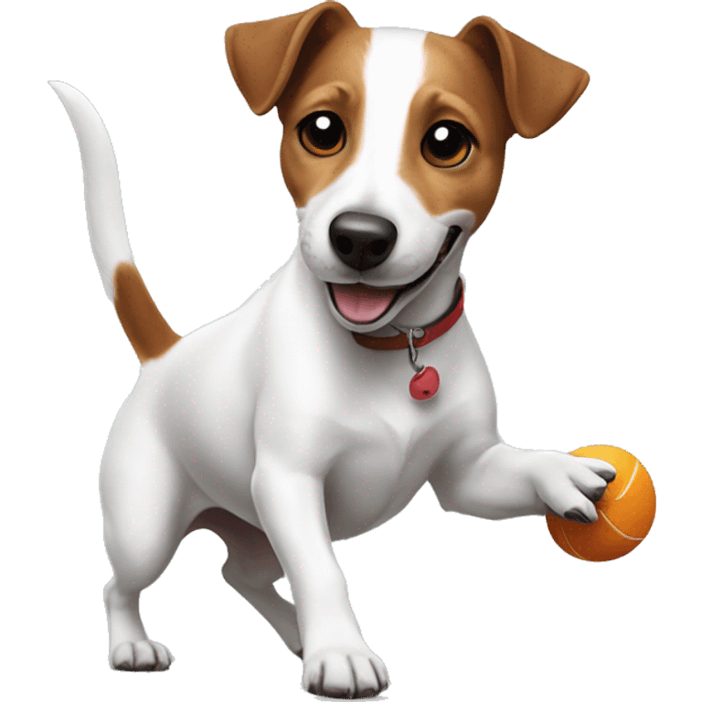 Jack Russell playing with a ball emoji