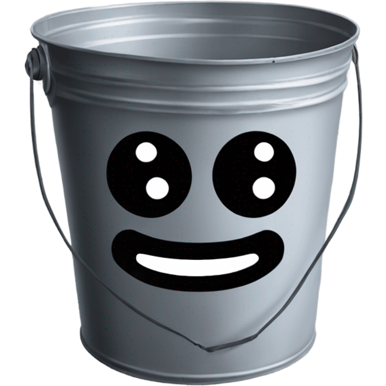 A metal bucket with (black dot Kirby eyes) emoji