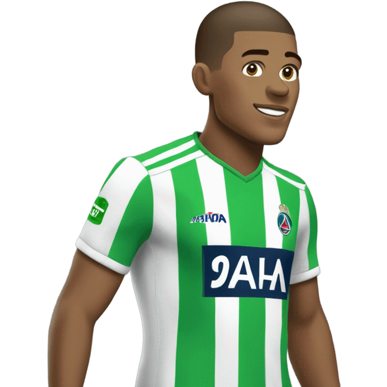 Mbappé avec des cheveux vert emoji