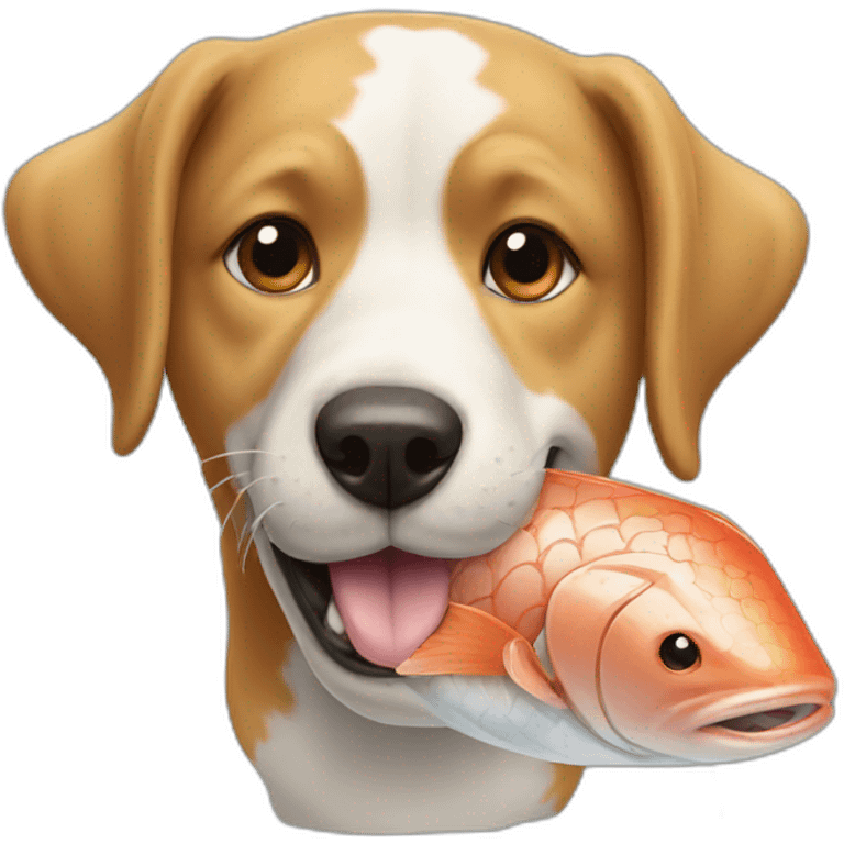 Dog eat fish emoji