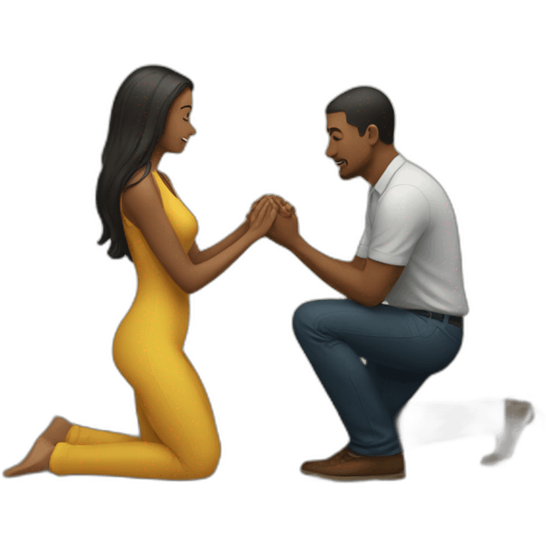 Woman on knees facing man emoji