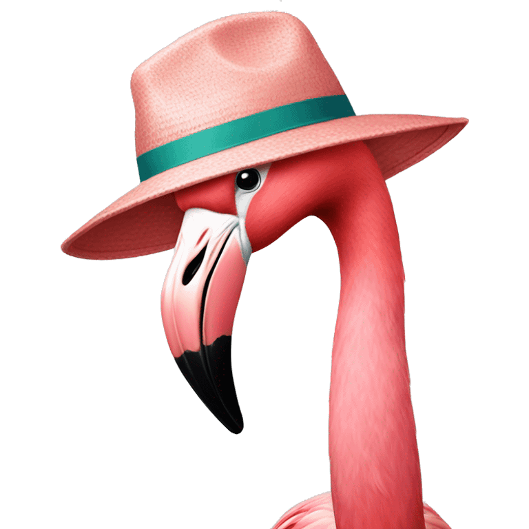 Flamingo wearing a hat emoji