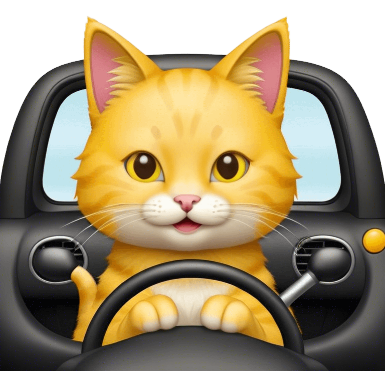 Gato conduciendo feliz emoji