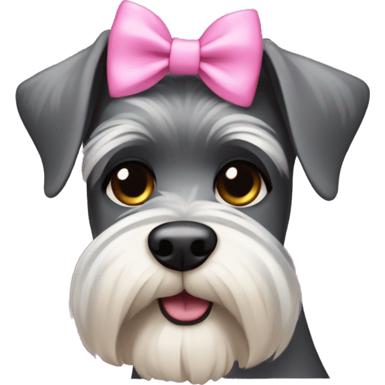 Schnauzer wearing a pink bow emoji