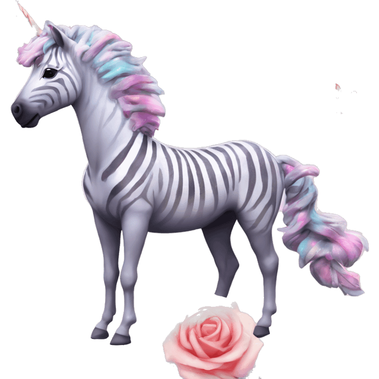 Zebra sparkling nebula unicorn Pegasus collage roses emoji