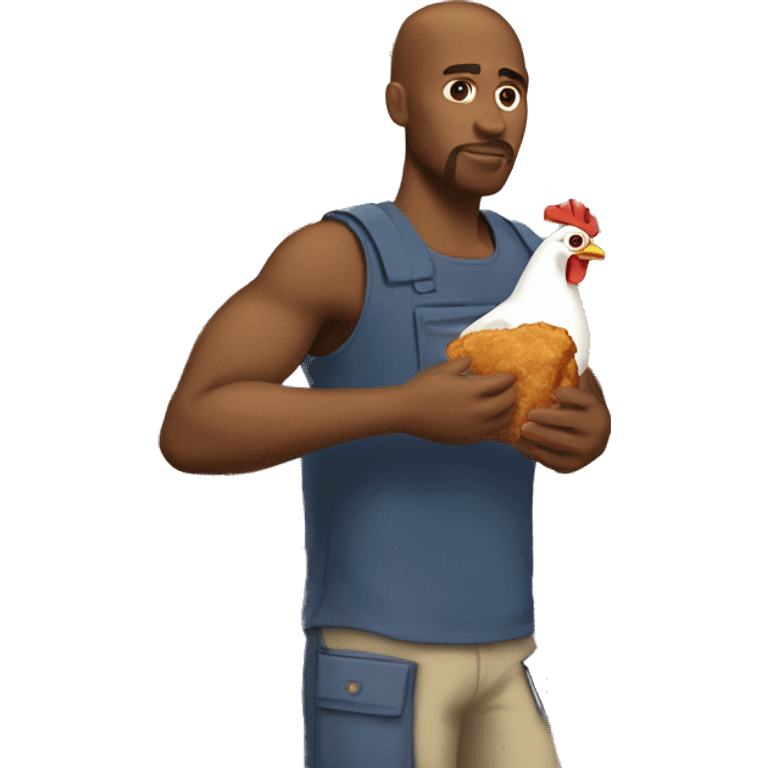 white man protecting some chicken nugget emoji