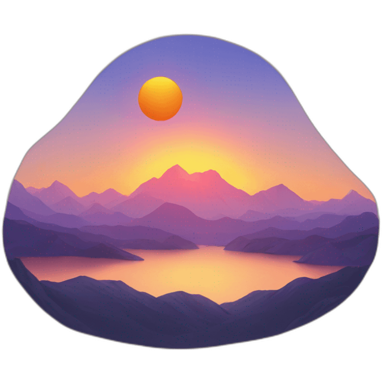 the sun setting behind the mountains emoji