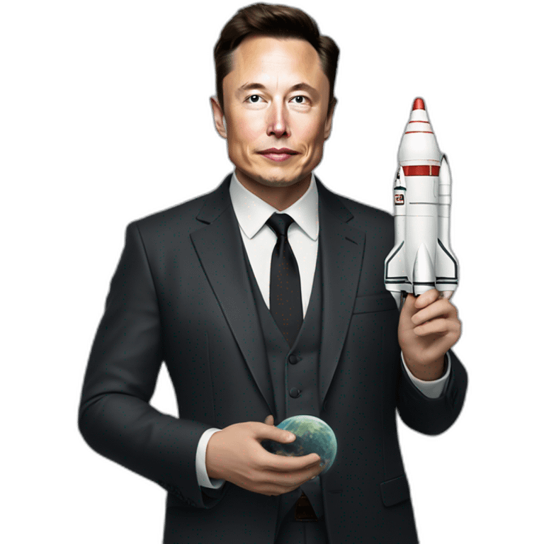 elon musk with rocket in hand emoji