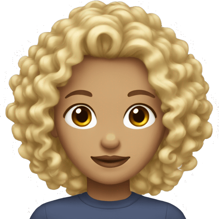 Blonde woman curly hair and brown eyes  emoji