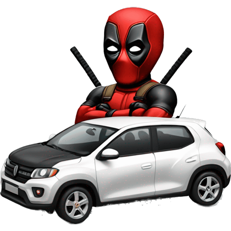 deadpool with kwid car emoji