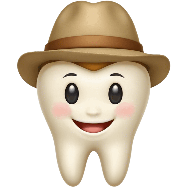 tooth wearing hat and smiling emoji