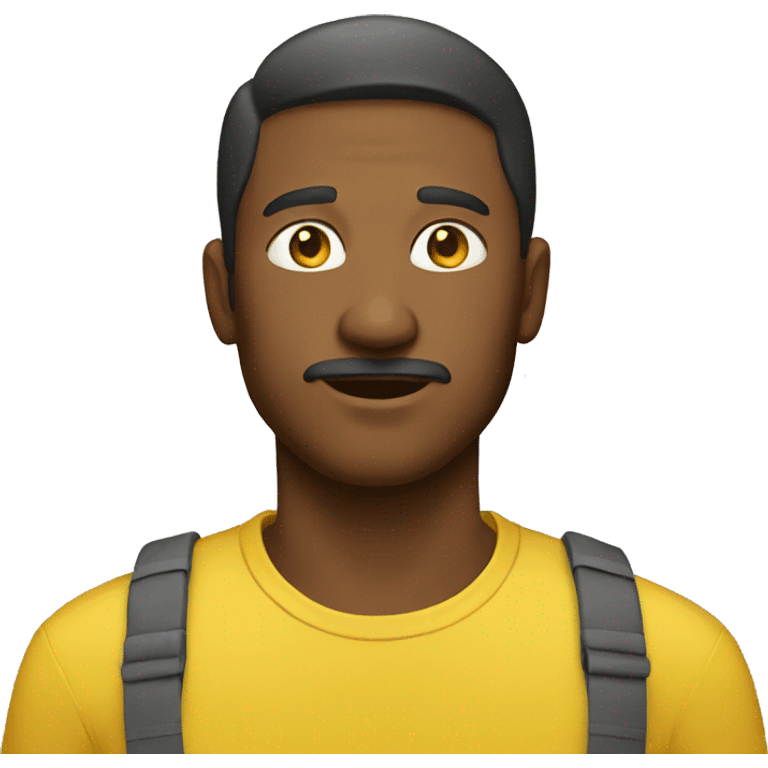 Man wearing a yellow ha emoji