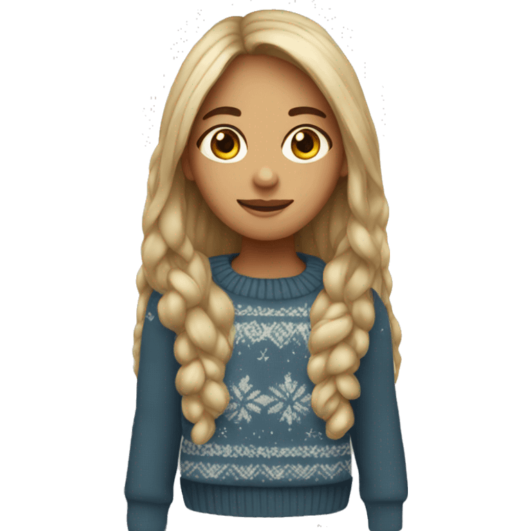 Girl long hair with sweater emoji