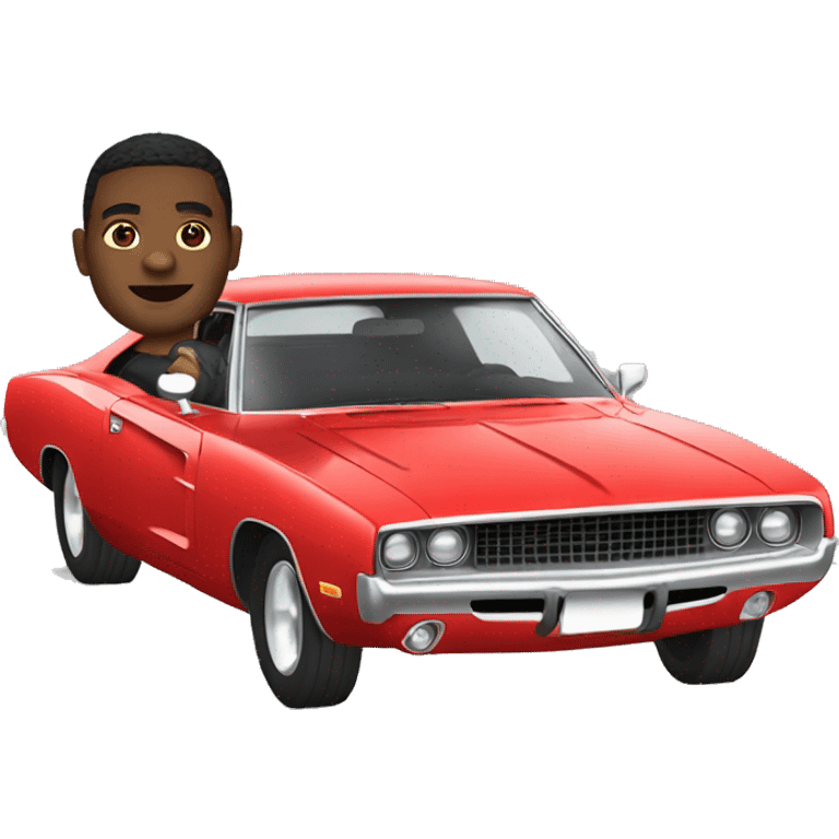 black man driving a dodge charger emoji