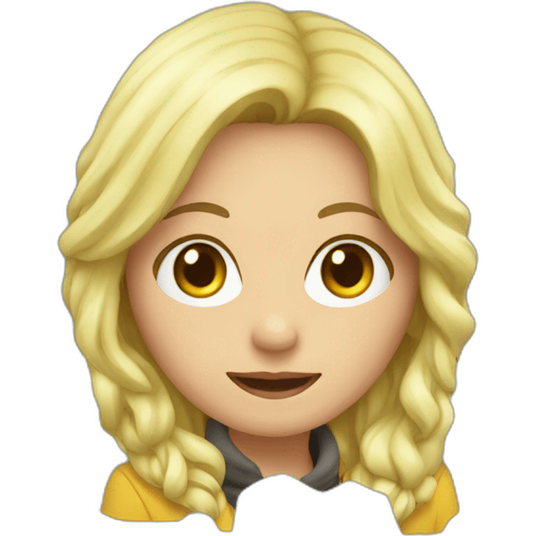 blonde woman sitting in a ice hole,  emoji