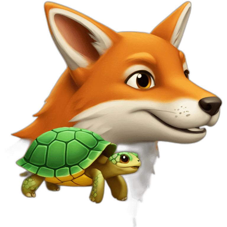 Renard avec tortue emoji