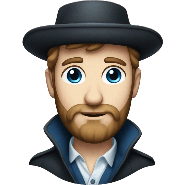 young white blue-eyed bearded man in a Sherlock's hat emoji