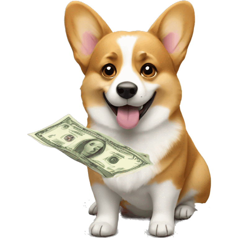 Corgi holding money emoji