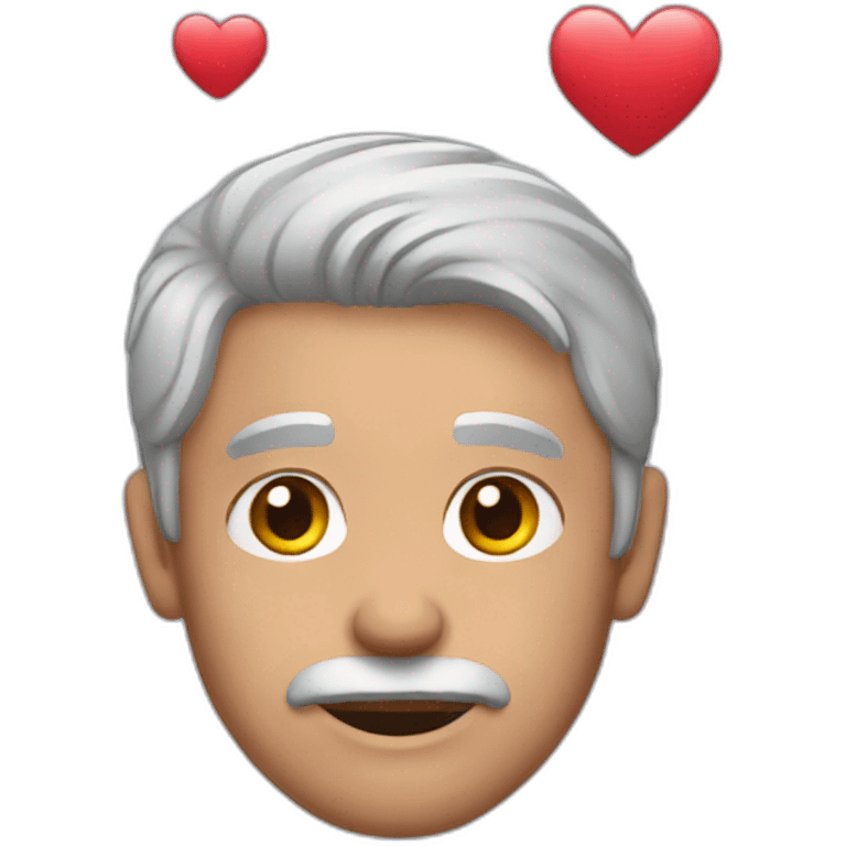 Man with gray hair giving valentine heart  emoji