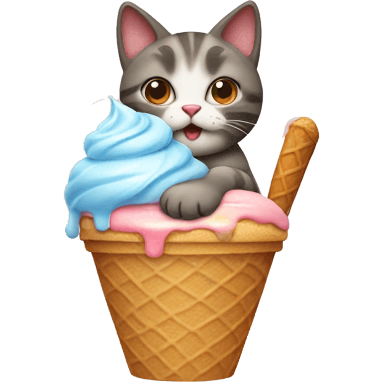 cat with ice cream emoji