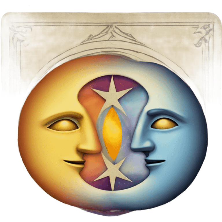 Two overlapping tarot cards with a sun and a moon emoji