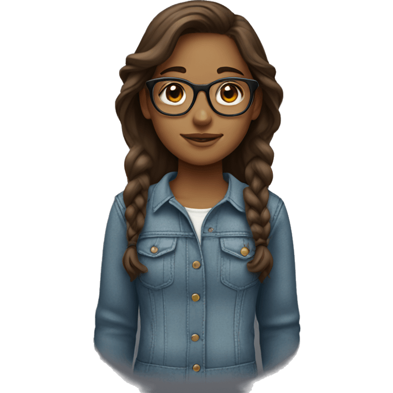 Brown haired girl with new glasses emoji