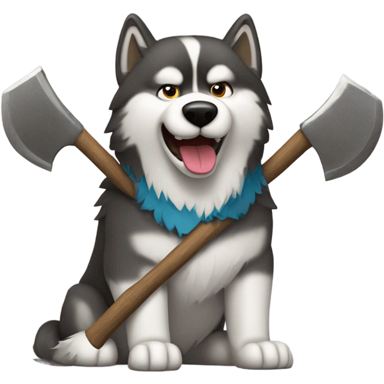 Malamute throwing axes emoji