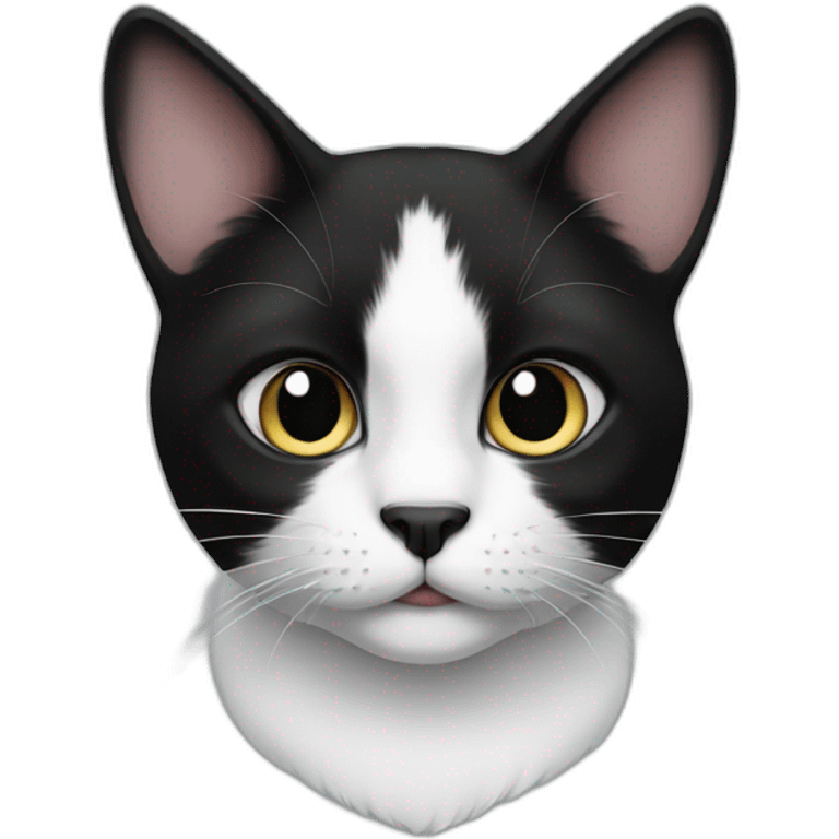 Black and white cat with black nose emoji