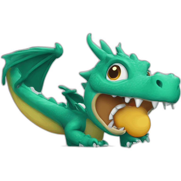 Dragon holding a frisbee emoji