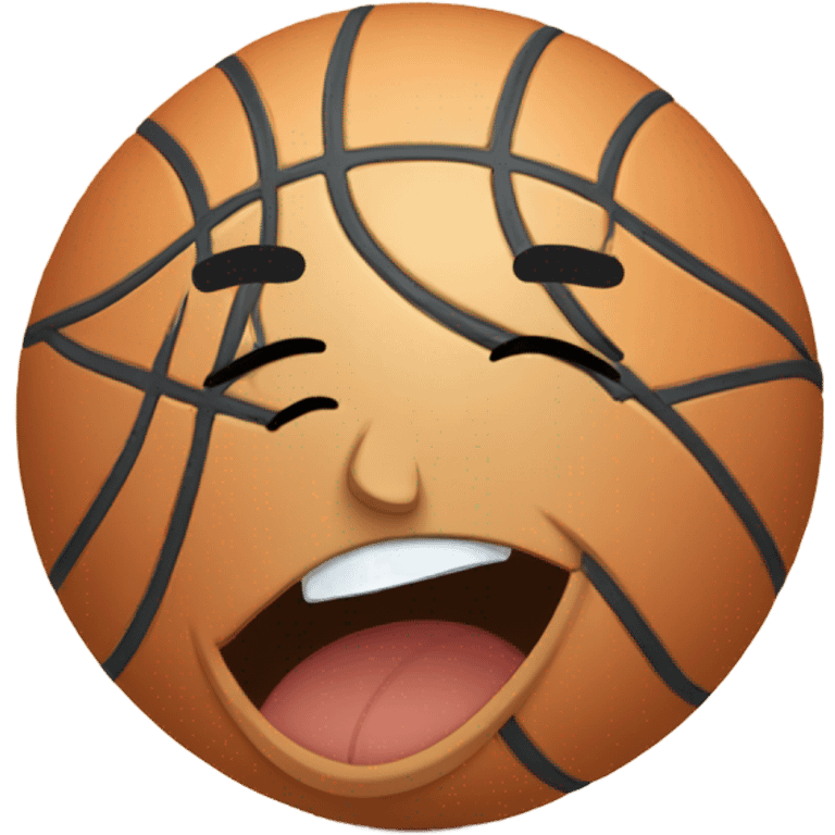 Basketball with a sleepy face emoji