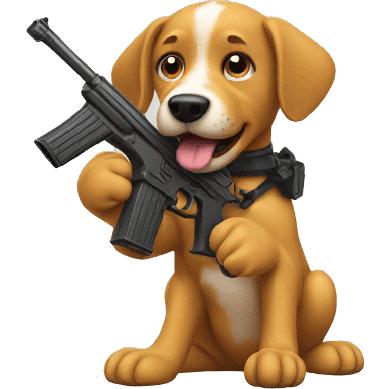 Dog holding a toy gun emoji