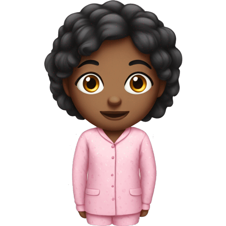 Black hair girl in pink pajamas  emoji