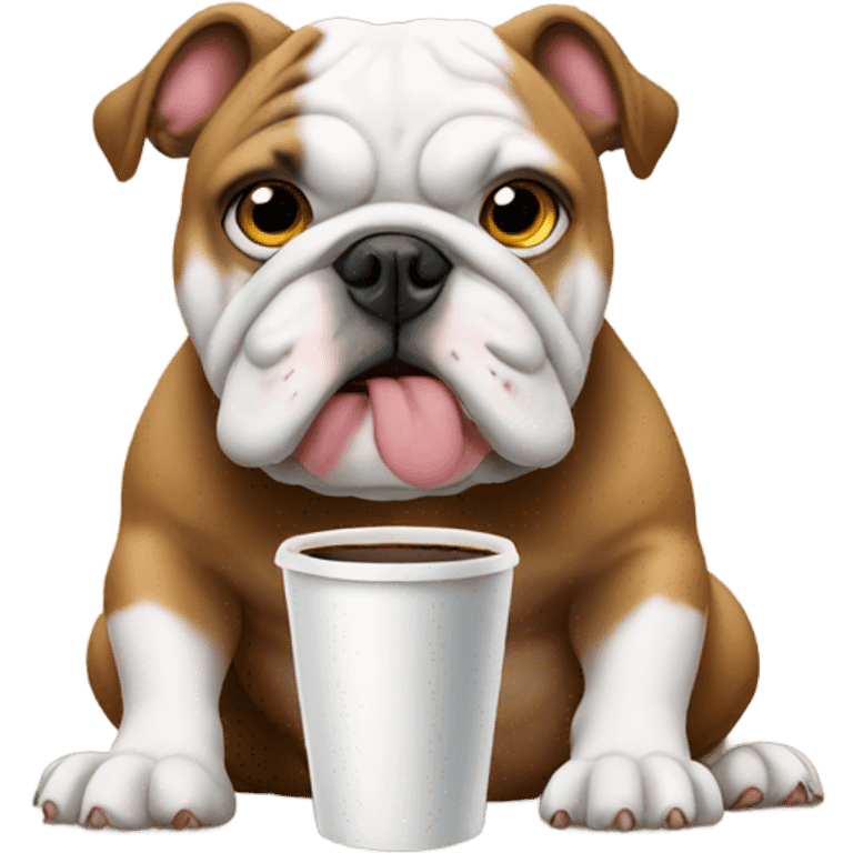 Bulldog drinking coffee  emoji