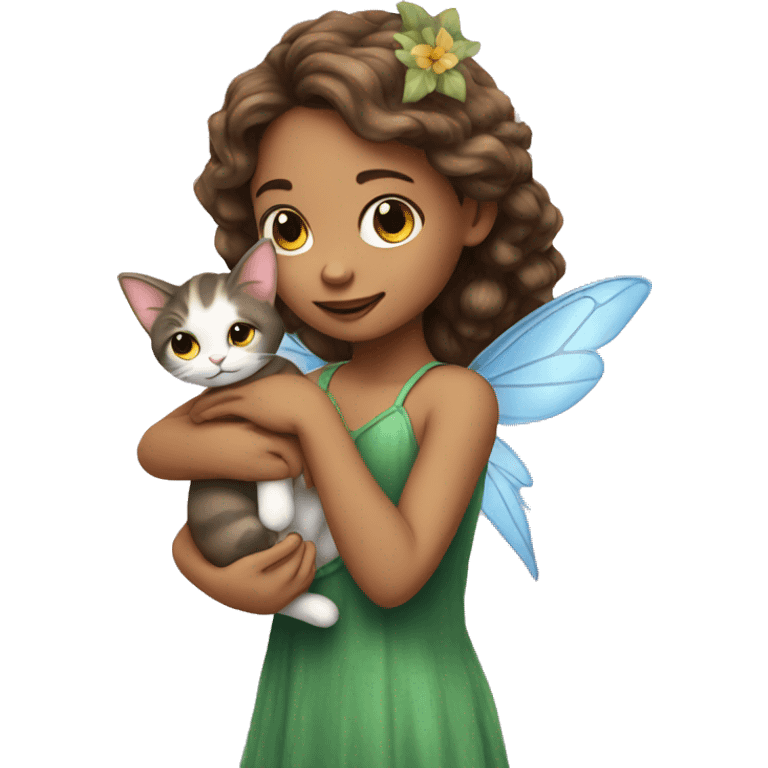 Fairy girl holding a kitty  emoji