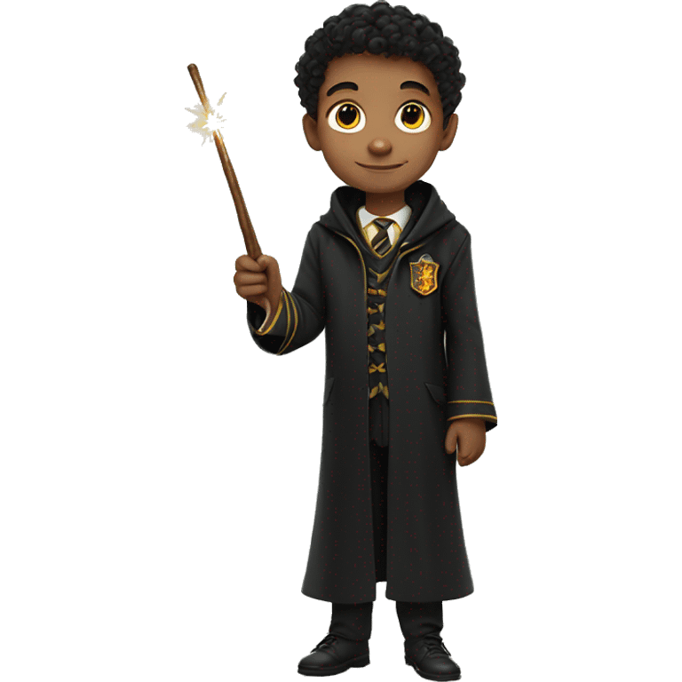 boy in hogwarts uniform holding a wand portrait emoji