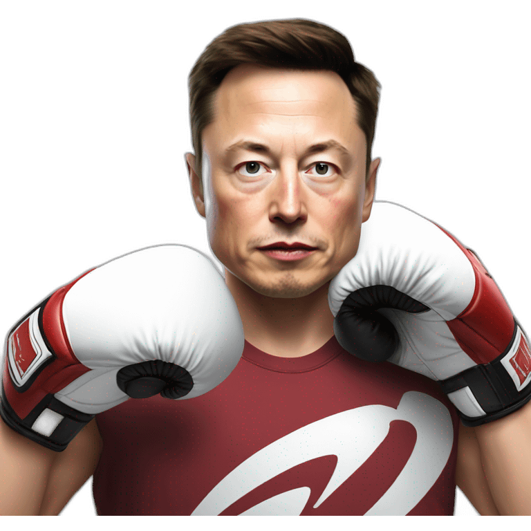 elon musk with boxing gloves, ready ti fight emoji