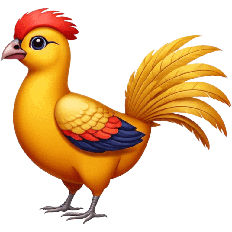 golden pheasant cute, cartoon emoji