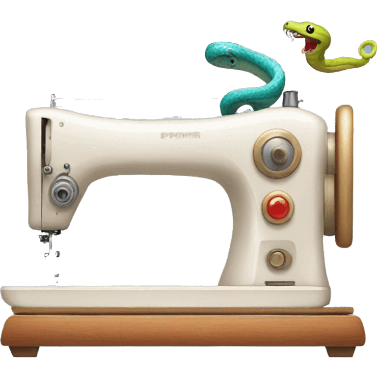 talking sewing machine, with a snake coming out of it emoji