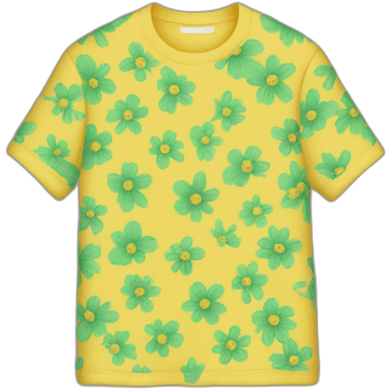 yellow t shirt with green Flowers emoji