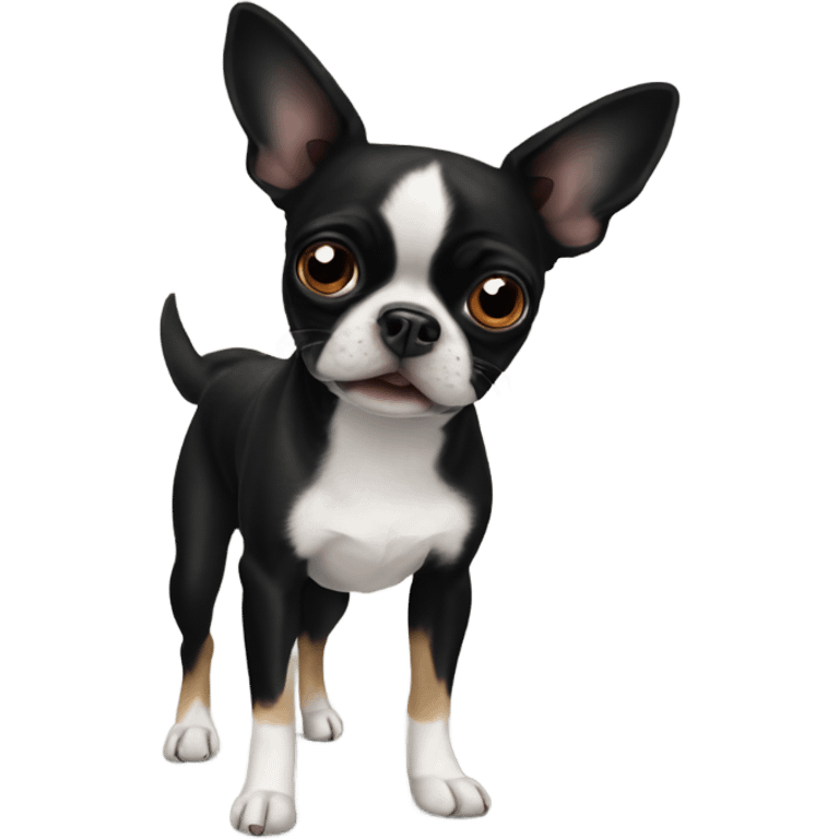 Black pug mix chihuahua mix Boston terrier emoji