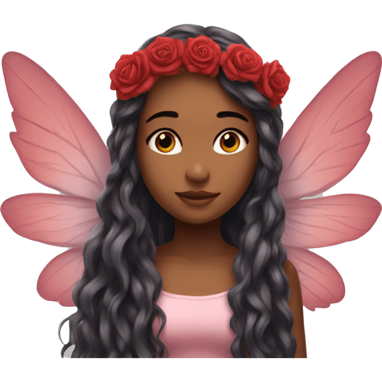 big wings, rose, Beautiful, fairy, red, long hair emoji