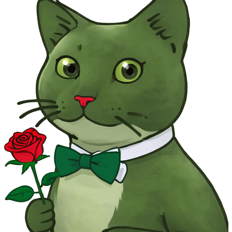 Cat holding rose emoji