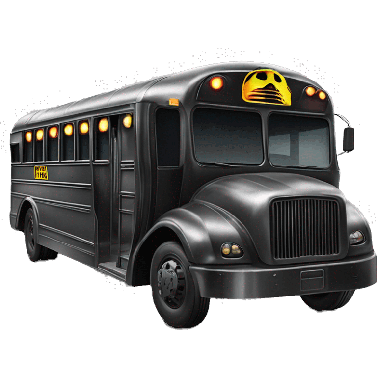 Darth Vader’s Batman-armored 1936 graphite colored school bus with horizontal holographic flames  emoji