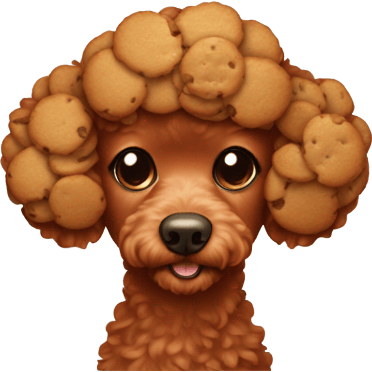 Cute red poodle with cookies all in beige colors emoji