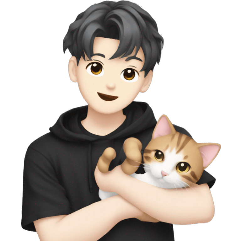 lee know from stray kids holding cat emoji