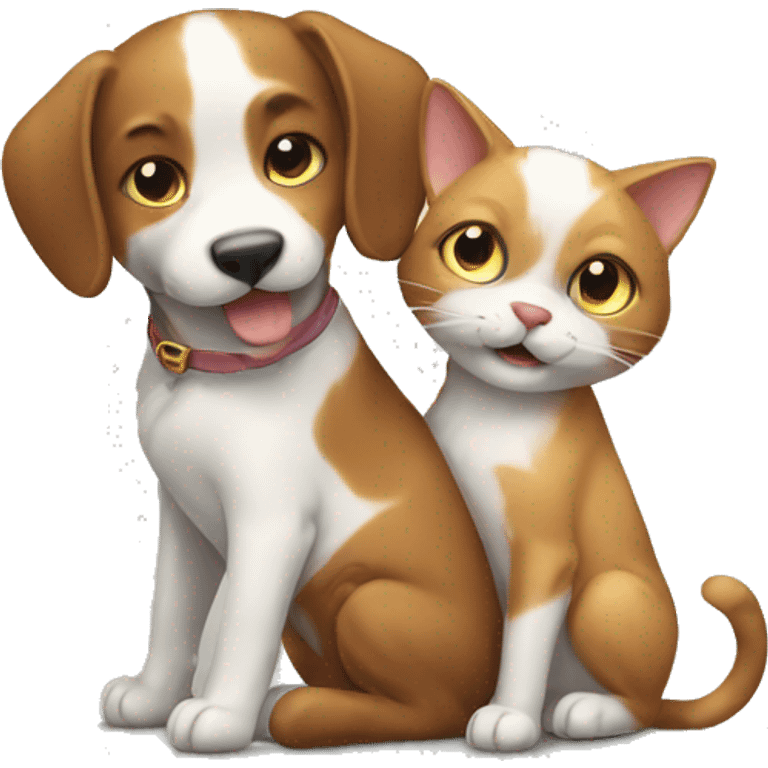 A cat and a dog playing each other emoji