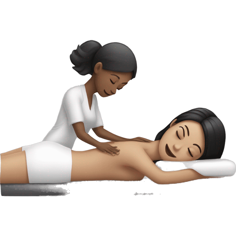 black hair pale skin girl getting back massage emoji