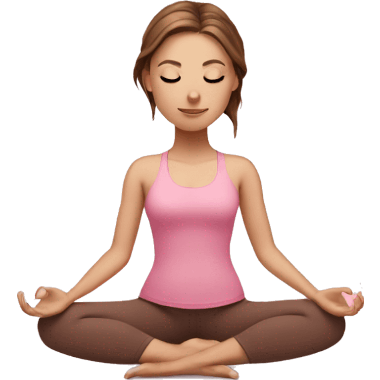 White Girl with brown hair doing yoga in pink tones emoji