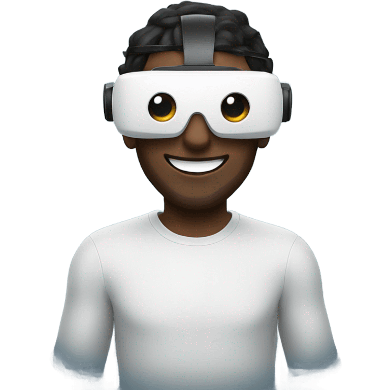 Guy wearing a VR headset smiling at the camera emoji