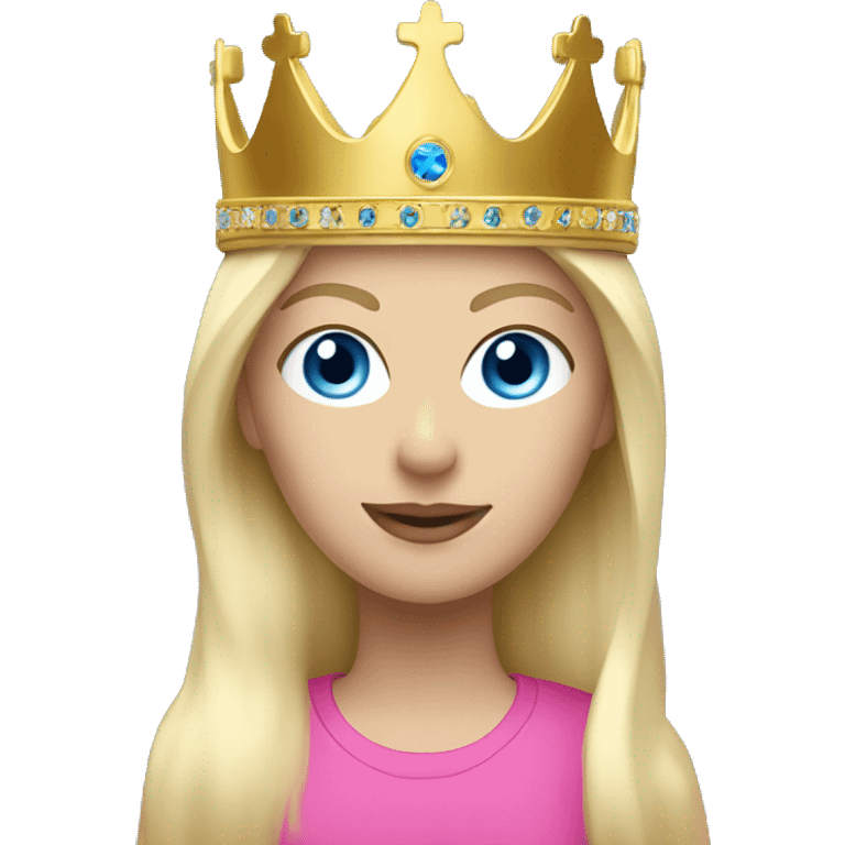 White blonde woman with blue eyes and a pink ski mask on and a gold crown emoji